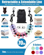 Magnetic Retractable Clothesline for Cruise Ship, 2026 Travel Clothesline with 12 Anti-Slip Clips & Waterproof Storage Bag, Portable Travel Laundry Line, Cruise Essentials for Cabin, Camping, RV
