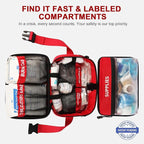 516 Piece First Aid Kit for Car, Travel & Home, FSA Eligible HSA Items - Large Professional Waterproof Compact Labeled Emergency Kit with Molle Shoulder Strap for Camping, Hiking & Survival