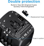 International Travel Adapter Voltage Converter Combo for 100V-240V with 2 USB Ports, USA to UK Europe Australia 200+ Countries 1