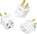 [ETL Listed] Cable Matters 3-Pack 2 Prong to 3 Prong Outlet Adapter, 3P to 2P Plug Adapter - Converts a 2Prong Outlet to Support 3Prong Plugs, White