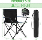 2 Pack Lightweight Folding Camping Chairs, Outdoor Lawn Beach Chair with Cup Holder & Carry Bag for Travel, Fishing, Picnic, Backyard, Hiking (Black, Medium)