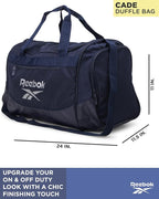 Reebok Duffle Bag - Lightweight Unisex Carry On Gym Bag - Travel and Sports Duffel Bags for Men and Women, Cade - Navy Silver