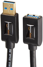 Amazon Basics 2-Pack USB 3.0 Extension Cable, A-Male to A-Female, 4.8Gbps High-Speed, Gold-Plated Connectors, 6 Foot, Black