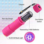 EverBrite UV Blacklight Flashlights 3-Pack Set, 9 LEDs 395nm Mini Black Light for Neon Glow Art, Class Teaching, Scorpions, Pets Stains Urine, 9 AAA Batteries Included