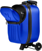 smilesun Top Opening Scooter Luggage for Kids & Adults，Foldable Scooter Suitcase with Front Opening，Lightweight Carry On Riding Suitcase For Children Teenagers Adults（21" Blue）