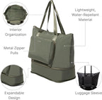 Baggallini Carryall Expandable Lightweight Travel Tote 22" Packable Folding Compact Nylon Washable Weekender w/Luggage Sleeve