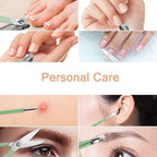 Manicure Set - 7 Pieces Professional Travel Nail Clippers with Green Leather Bag, Stainless Steel Nail Care Tools Grooming Kit for Women