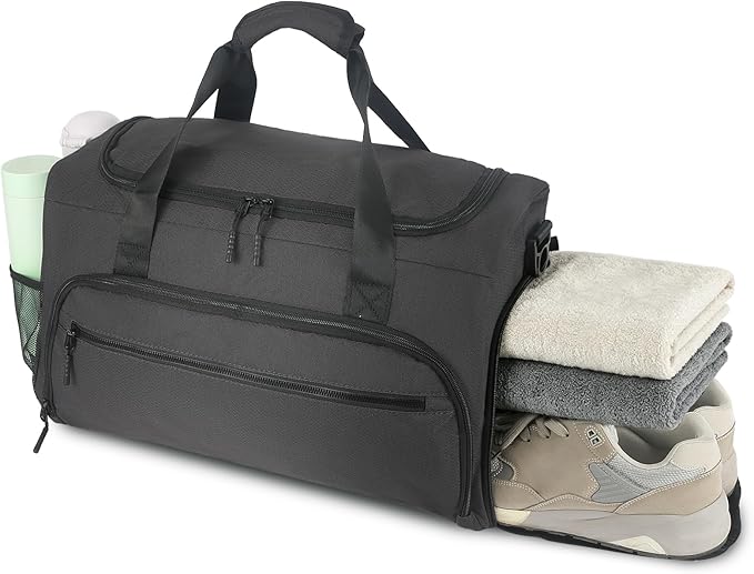 Gym Bag for Men Women, Sport Duffle Bag with Wet Pocket & Shoes Compartment, Water Resistant Overnight Weekender Bag Duffel Bag