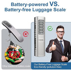 Battery-Free Digital Luggage Scale, 110lbs/50kg Portable Handheld Hanging Scale for Luggages, Suitcases, Backpacks & Bags, Easy Weighing for Travel, No Need Batteries (Champagne)