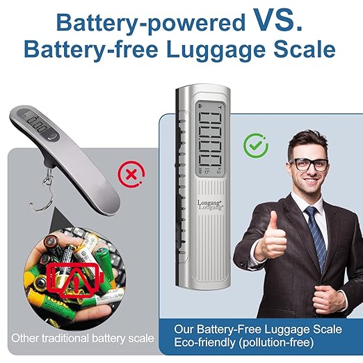 Battery-Free Digital Luggage Scale, 110lbs/50kg Portable Handheld Hanging Scale for Luggages, Suitcases, Backpacks & Bags, Easy Weighing for Travel, No Need Batteries (Champagne)