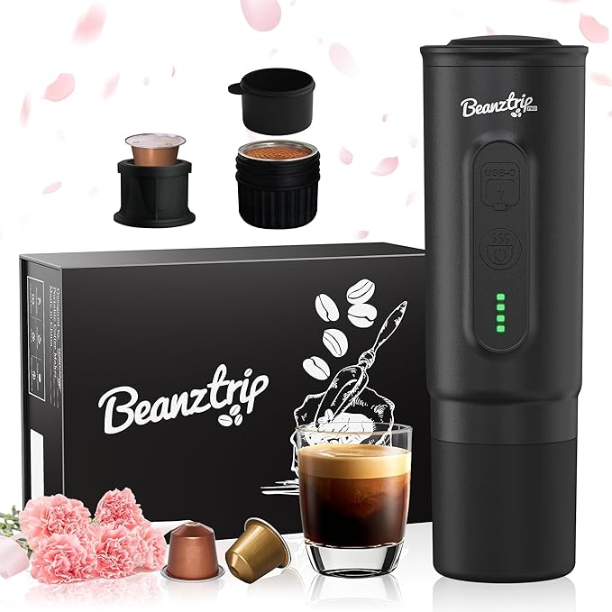 H02 PRO Portable Espresso Machine, Travel Coffee Maker fits NS Capsule & Ground Coffee, Father's Day Camping Small Mini Coffee Machine with Self-heating, Electric Espresso Maker