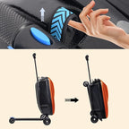 2-in-1 Ride-On Scooter Suitcase for Kids & Adults, 20” Foldable Hardshell Carry-On Luggage for Travel, Lightweight Kids Scooter Bag with Wheels