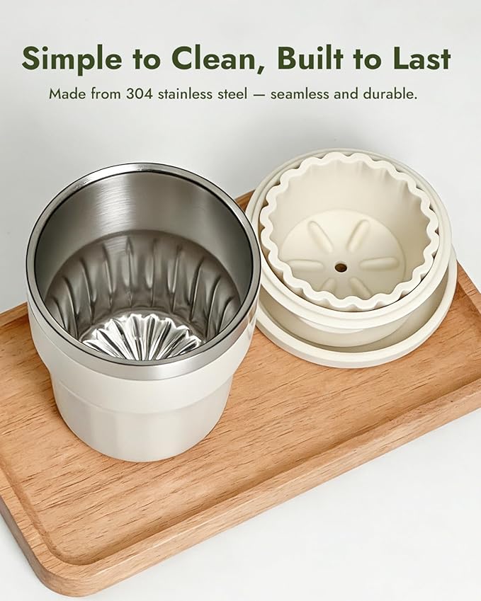 Pocket Pour-Over Coffee Maker, Portable Coffee Dripper & Cup Set with Cone Paper Filters, Travel-Friendly, Easy to Clean