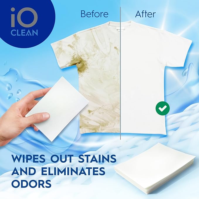 iO CLEAN Laundry Detergent Sheets Unscented, 30 Count – Hypoallergenic Laundry Soap Sheets for Sensitive Skin – Travel Friendly Washing Detergent Sheets for HE & Standard Washers