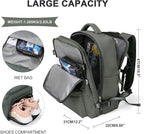 WONHOX Large Travel Backpack Women, Carry On Backpack,Hiking Backpack Waterproof Outdoor Sports Rucksack Casual Daypack with USB Charging Port Shoes Compartment, Dark Green