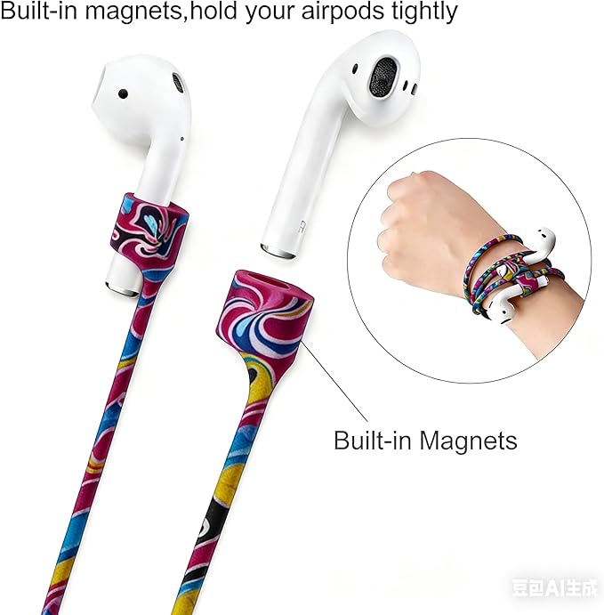 Magnetic Anti-Lost Straps for AirPods,Colorful Soft Silicone Sports Lanyard, Neck Rope Cord