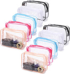 Tbestmax 10 Pcs Clear Cosmetic Bags Small Makeup Bags Portable Waterproof Travel Toiletry Bags Colorful Organizer, 7.5"x 4.8"x 2.3"