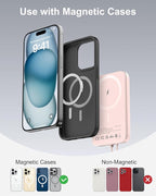 AsperX Wireless Portable Charger, 10000mAh Magnetic Power Bank with Type-C Cable, 22.5W PD Fast Charging Output Portable Battery Pack for iPhone 17/16/15/14/13/12/ All Series, Pink