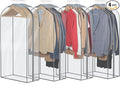 Zilink Breathable Garment Bags for Fur Coat 43” Suit Bags for Closet Storage Clear Leather Jacket Covers for Hanging Clothes with 10" Gussted Wrinkle Free for Leather Jacket, Fur Coat, Dress, Set of 4
