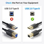 Cable Matters Short USB Printer Cable - 3ft, USB A to B Cable, Compatible with Printer, External Hard Drive, Audio Interface, Scanner, MIDI Controller, MIDI Keyboard, Black
