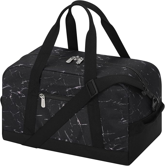 Apenze Small Gym Bag 14 inch lightweight Carry On Mini Duffel Bag for Travel Sport - Marble Black