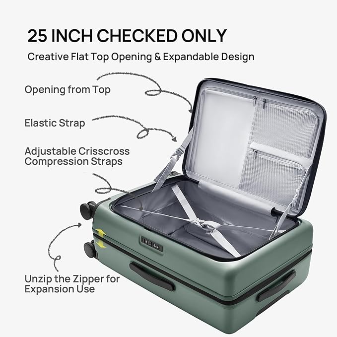 NINETYGO Carry On Luggage 22x14x9 Airline Approved, 20 Inch Suitcase with Front Compartment, Lightweight PC Hard Shell, Cup Holder, Clamshell, TSA Lock, Spinner Wheels (Creamy Matcha Tea)
