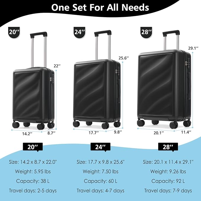 Luggage Sets 3 Piece with Double Spinner Wheels, Carry on Hardshell ABS Suitcases Set with TSA Lock, Lghtweight Checked Luggage for Different Travelling (Bronze Golden, 20"/24"/28")