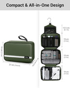 Maliton Toiletry Bag for Men & Women Travel Toiletry Bag Hanging Toiletry Bag Hygiene Organizer with 4 Compartments Waterproof Bathroom Shower Bag Large Toiletries Travel Bag (Olive Green)