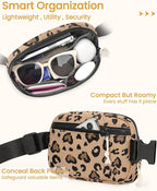 Vankor Cute Leopard Fanny Packs for Women Cross Body Corduroy, Leopard Belt Bag for Women Crossbody Stylish Waist Pack Purse for Travel, Hiking, Workout, Running
