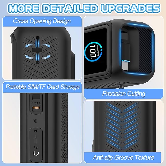 Soft Silicone Case for Anker Laptop Power Bank (25,000mAh/165W), SD/SIM Card Storage, Display Shockproof Protection & Dustproof, Travel Protective Cover for Anker Power Bank 165W (Black)