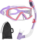 Aegend Snorkeling Gear for Adults Youth Kids, Snorkel Mask with Top Dry Valve - Panoramic View Anti-Leak and Anti-Fog with Mesh Bag for Snorkeling, Scuba Diving, Freediving & Swimming