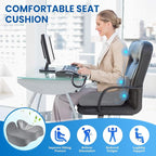 CushZone Seat Cushion, Memory Foam Office Chair Seat Cushion for Office Chairs/Car/Long Trip/Desk Chair/Gaming, X-Large Size for Sciatica & Hip & Tailbone Pain Relief, Sciatica Support (Light Gray)