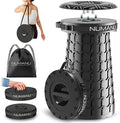 NUMANU 2026 Upgraded XXL Collapsible Stool with Cushion & Bag, 1000lbs Max Weight, 19.7" Heavy Duty Portable Retractable Telescoping Folding Seat Chair or Travel Footrest