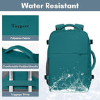 Taygeer Carry on Backpack for Men Women, Luggage Laptop Backpack for Airplane Travel with Water Bottle Pocket, 35L Water Resistant Gym Weekender Bag for College Gift, Peacock Blue