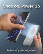 myCharge CliqAir 10000mAh Magnetic Power Bank – Ultra-Thin 0.5" Design | 15W Fast Wireless Charging | 20W PD USB-C Port | Powerful Magnetic Hold | Perfect for Travel, Work, or Everyday Use | Grey