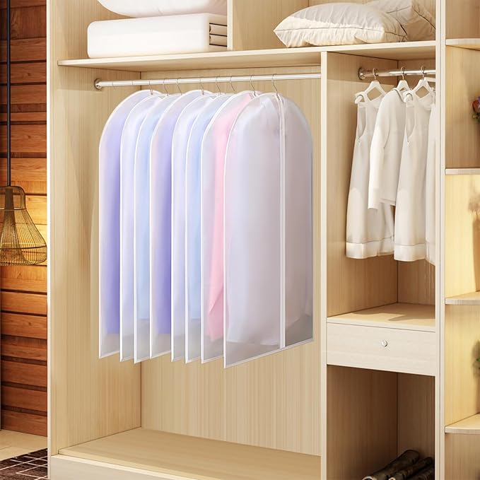 Garment Bag Suit Bags for Storage with Zipper 40 inches Clear Dust-Proof Clothes Cover Bag for Suit, Coat, Dress Closet Clothes Storage- Set of 20 [Upgraded Version]