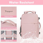 Taygeer Travel Backpack for Women, Carry On Backpack with Water Bottle Pocket & Shoe Pouch, TSA 15.6inch Laptop Mochila Flight Approved, Nurse Bag Casual Daypack for Weekender Business Hiking, Pink