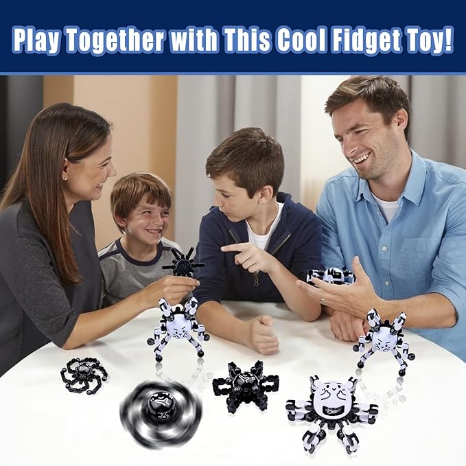 Transformable Fidget Spinners Toys for Adults and Kids,Cool Fingertip Gyros,Sensory Toys for Teens Boys Age 8-12 ADHD Autism Relief Stress Birthdays Gifts Party Favors Easter Travel Toys