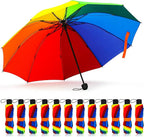 12 Pc Rainbow Umbrella Portable Tri Folded Pride Umbrella Windproof Compact Rain Parasol for Travel Beach Wedding Party