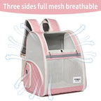 Cat Backpack Carrier for Small Dogs and Medium cat Puppy Kitten Bunny Pet Carrier Backpack Collapsible with Fully Ventilated Mesh with Safety Leash (Pink, 12.9" L x 10.62" W x 15.5" H - M)