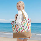 Trifabricy Beach Bag for Women, Large Beach Tote Bags with Zipper, Woven Straw Tote Waterproof, Swim Gym Shopping Travel Bag