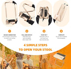 16" Extra Tall XL Portable Chair for Adults, Collapsible Purse Chair Heavy Duty Camp Seat with 3 Storage Pockets for Fishing Hiking Gardening, Lightweight Travel Purse Stool