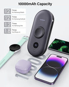 SwanScout Portable Charger for Samsung Watch 8 Classic/8/Ultra/7, 10000mAh Power Bank with Built-in Cables & Wall Plug, 302S Travel Battery Pack Compatible with iPhone, Samsung, and More