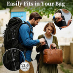 Yoobure Windproof Travel Umbrella with Wood Handle - Automatic Umbrellas for Rain & UV Sun Protection, Compact 46" Large Canopy, Lightweight Backpack Portable for Walking & Outdoor