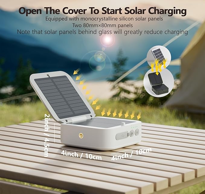 Solar Camping Lantern Rechargeable, 5200mAh Camping Lights 3000LM Camping Lights up to 144 Hours 5 Light Modes, IPX5 Waterproof Lanterns for Power Outages Portable Power Supply