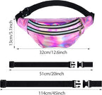 Frienda 2 Pieces Holographic Fanny Pack for Women Colorful Sport Waist Bag Pack
