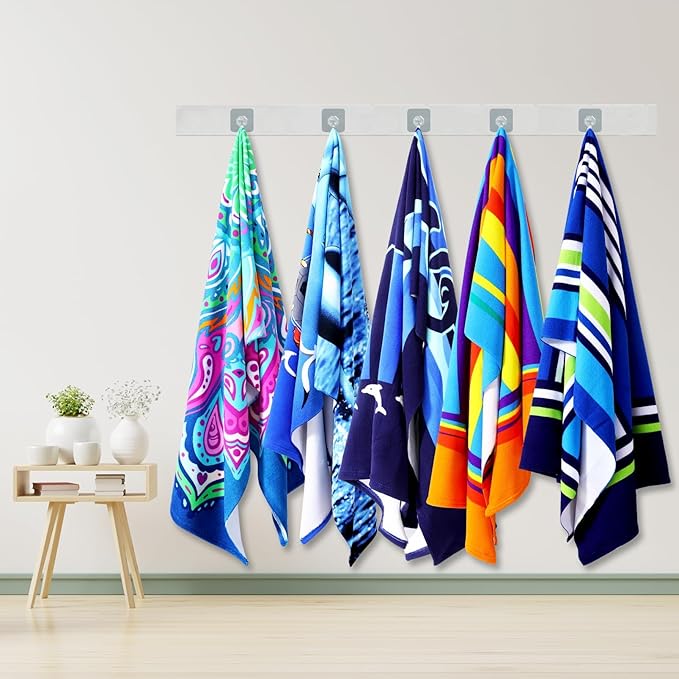 2 Packs Oversized Beach Towel Set 36 x 72 ln Large Big Pool Camping Swim Clearance Soft Towels Travel Essentials Accessories Must Haves Vacation Necessities Adult Gifts Orange Stripes Blue Stripes