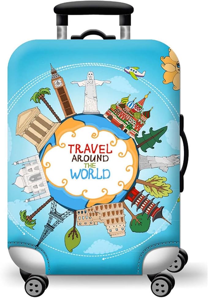 WUJIAONIAO Travel Luggage Cover Baggage Suitcase Cover Protector Skins 18-32 Inch (ocean, XL (for 29-32 inch luggage))