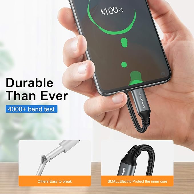 USB Type C Cable (5-Pack 3FT) - Nylon Braided Fast Charging for iPhone 15/16/17 & Samsung Galaxy Note S20 S10 S9 S8 Plus LG V50 V40 G8 G7 | Car Charger For iPhone | USB-A to USB-C | CarPlay Compatible