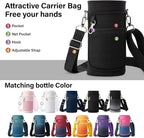 DYSANKY 32 oz Insulated Water Bottle | Thickened Stainless Steel Vacuum Metal | Portable Sports Water Jug for Gym and Hiking with Straw, Carrier Bag, Handle Strap | BPA-Free 32 oz, Black